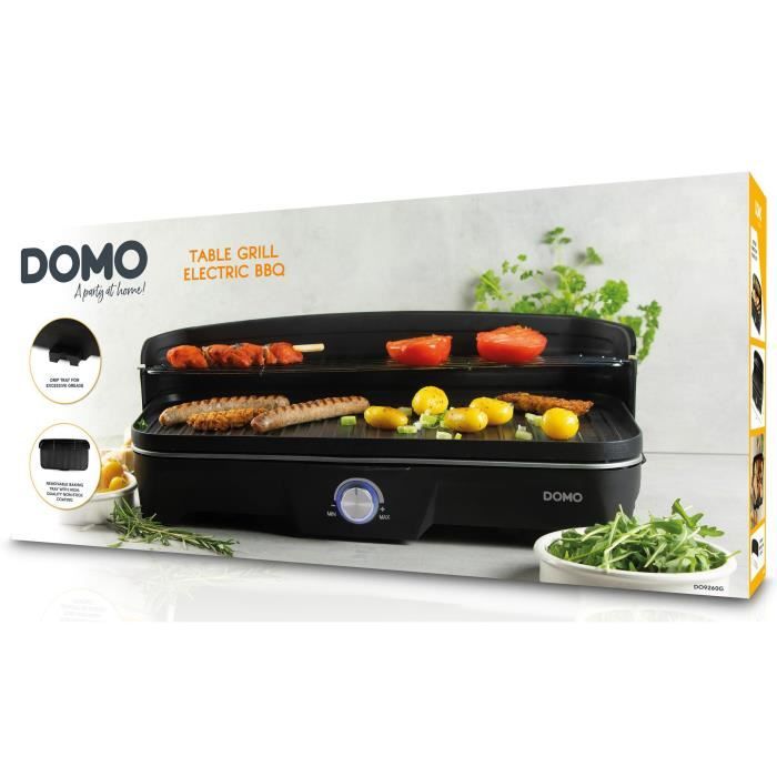 DOMO electric barbecue - table grill DO9260G - cooking surface 50 x 25 cm - 2200 W