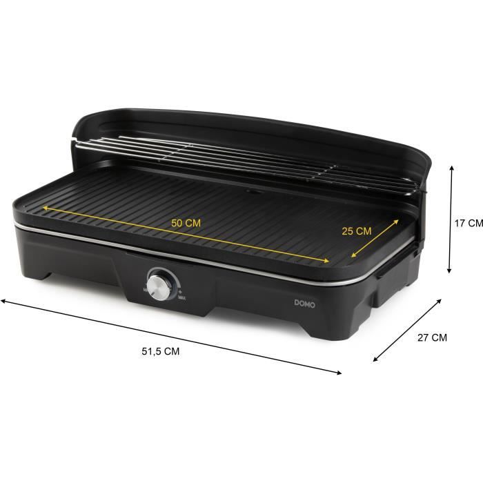 DOMO electric barbecue - table grill DO9260G - cooking surface 50 x 25 cm - 2200 W