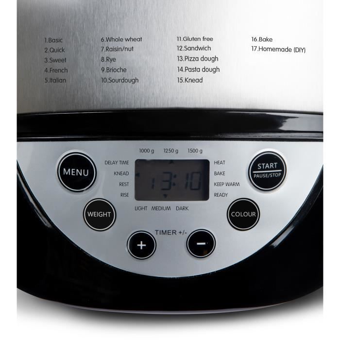 DOMO B3977 Bread Maker - 850W - 1000 g, 1250 g, 1500 g - 17 Programs - LCD Screen