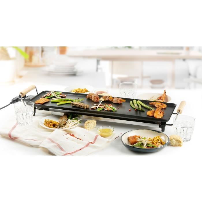 Family XL Plancha Grill – 70 cm, Wood-Look Handles, 1800W