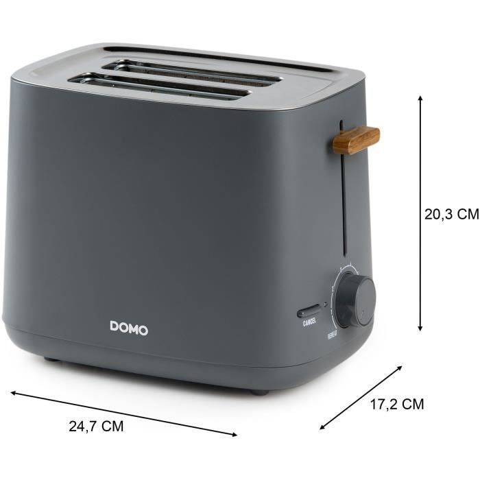 DOMO Electric Toaster - 1000 W - 2 Slots - Black - DO965T
