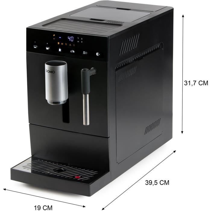 DOMO DO1150K Automatic Espresso Machine with Grinder - 1350 W - 19 Bar - Black