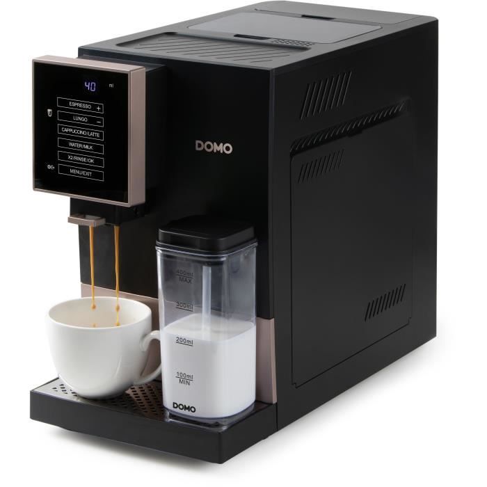 DOMO DO743K Automatic Espresso Machine with Grinder - 1350 W - 19 Bar - Black