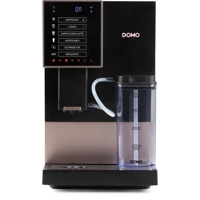 DOMO DO743K Automatic Espresso Machine with Grinder - 1350 W - 19 Bar - Black