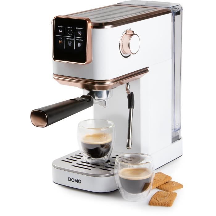 DOMO DO746K 3-in-1 Espresso Machine - 1350W - 20 Bar - White/Pink