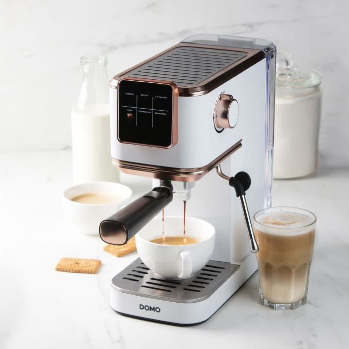 DOMO DO746K 3-in-1 Espresso Machine - 1350W - 20 Bar - White/Pink