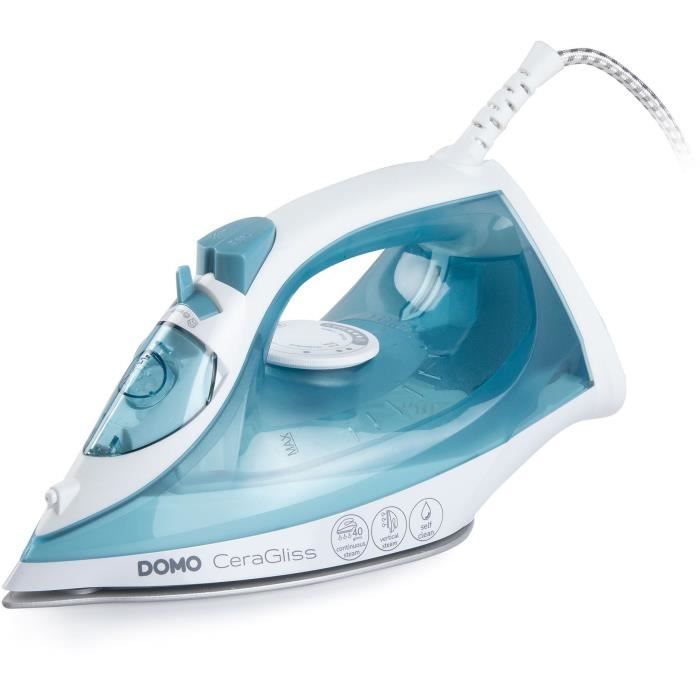 DOMO Steam Iron DO7060S CeraGliss - 2400 W - 40 g/min - 320 ml - Blue/ White
