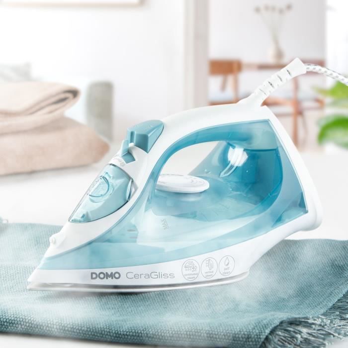 DOMO Steam Iron DO7060S CeraGliss - 2400 W - 40 g/min - 320 ml - Blue/ White