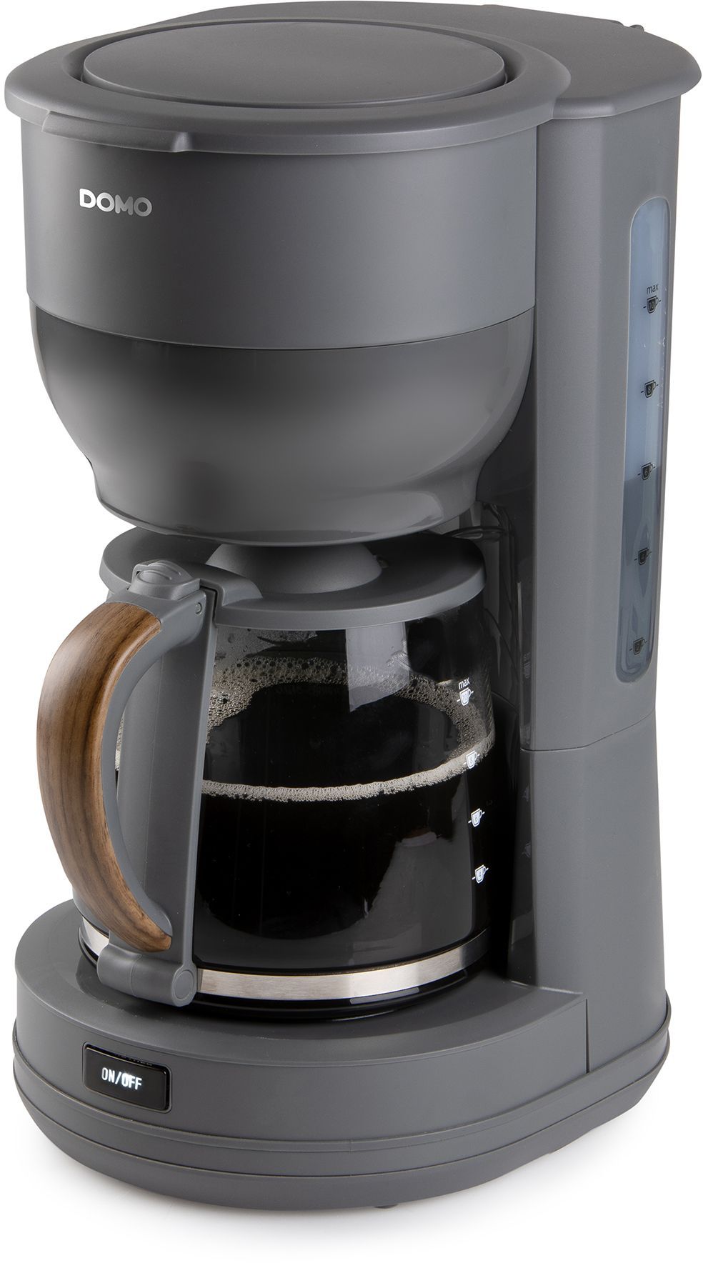 DOMO Filter Coffee Maker, 1.25 L, 10 Cups, Grey/Wood, DO754K
