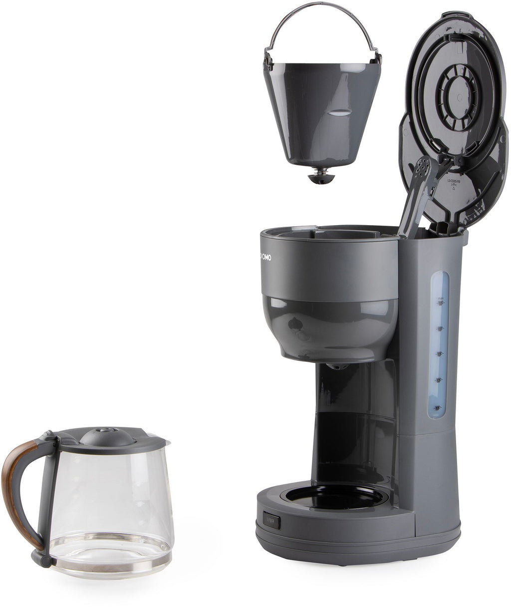DOMO Filter Coffee Maker, 1.25 L, 10 Cups, Grey/Wood, DO754K