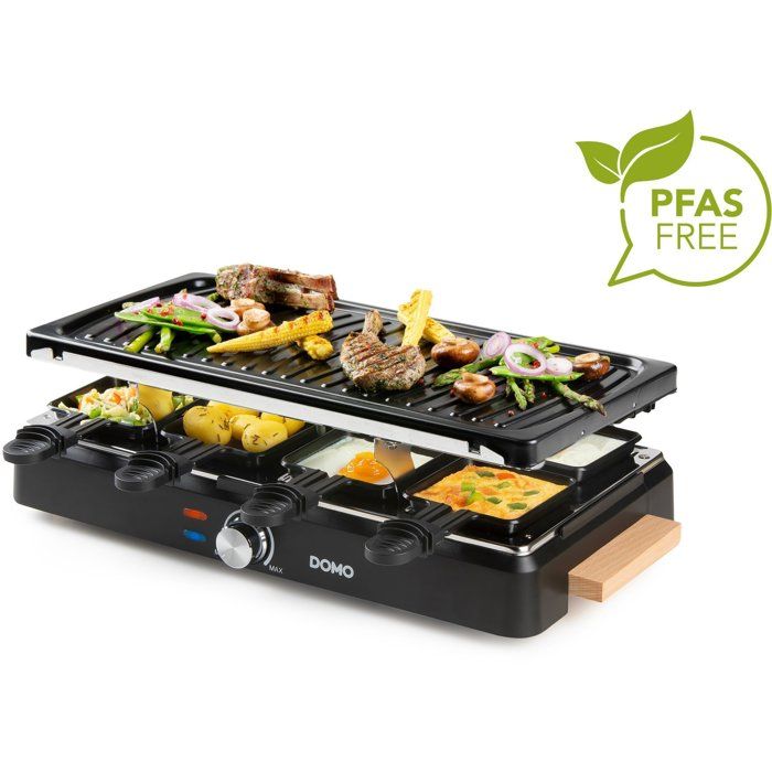 DOMO DO9294G Raclette Grill – Ideal for 8 Guests, Non-Stick Plate, Adjustable Thermostat