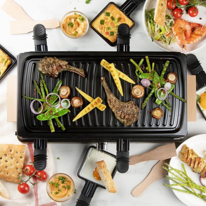 DOMO DO9294G Raclette Grill – Ideal for 8 Guests, Non-Stick Plate, Adjustable Thermostat