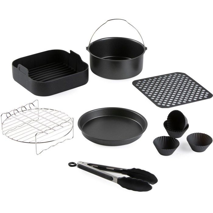 DOMO AirFryer Accessories Set - 12 Pieces - Black - Compatible with 6 L Models