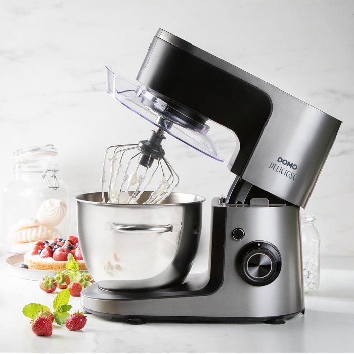 DOMO Multifunctional Stand Mixer - 1200W - 4.5 L - 8 Speeds + Pulse - Grey/ Black