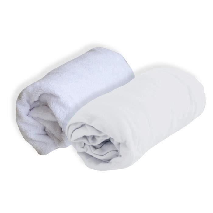 Set of 1 Mattress Protector and 1 Fitted Sheet - White - 70x140 cm
