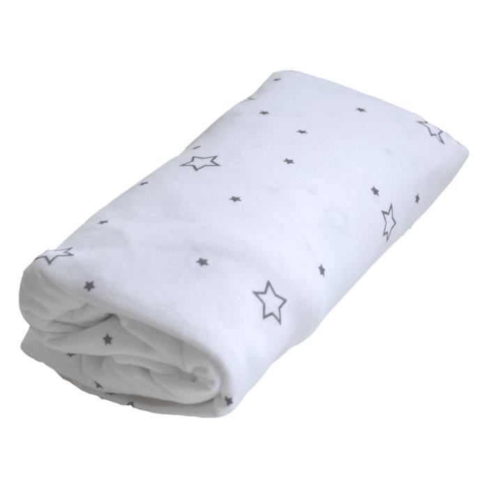 Waterproof Fitted Sheet - DOMIVA - 60x120 cm - White with Grey Star Print