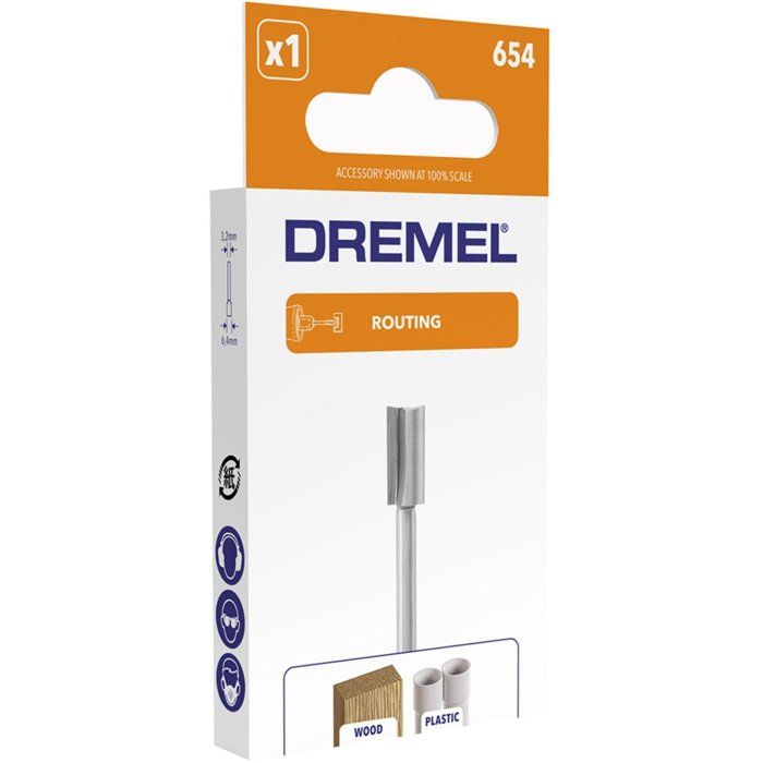 DREMEL Straight Grooving Cutter 654 Ø6.4 mm for Dremel Router Attachment