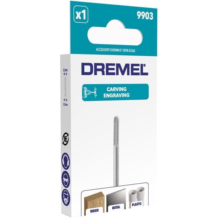 DREMEL - 9903 Tungsten Carbide Router Bit - 3.2 mm Diameter - Conical Tip