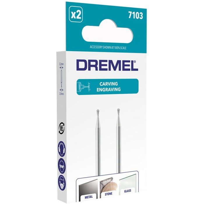 DREMEL Pack of 2 Diamond Tips 2 mm for Precision Work and Finishing