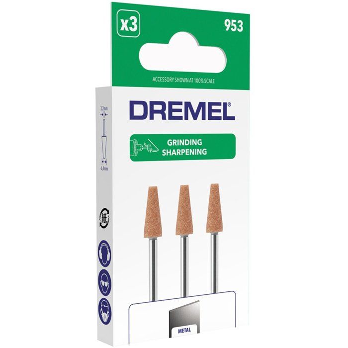 DREMEL 953 Aluminum Oxide Grinding Wheels Set of 3 - Ø6.4 mm - Multi-Purpose Tools