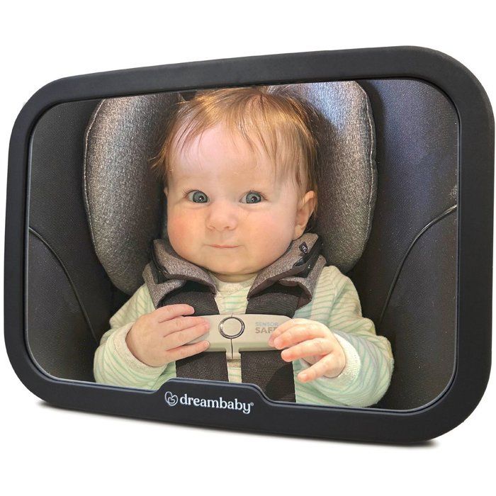 DREAMBABY - Large Adjustable Mirror - For Baby's Rear Seat - Rectangular - Black - 20 x 24 cm