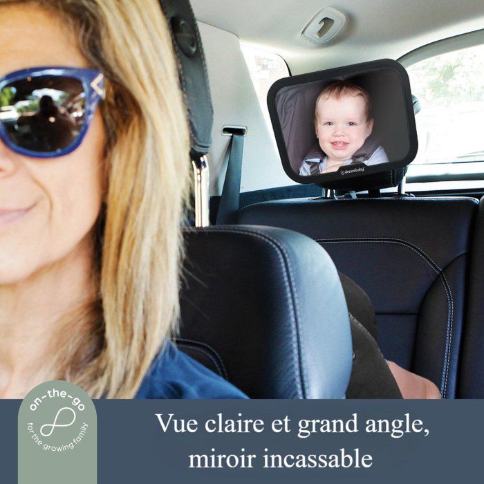 DREAMBABY - Large Adjustable Mirror - For Baby's Rear Seat - Rectangular - Black - 20 x 24 cm