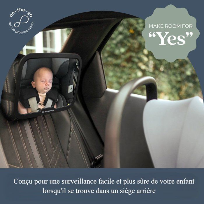 DREAMBABY - Large Adjustable Mirror - For Baby's Rear Seat - Rectangular - Black - 20 x 24 cm