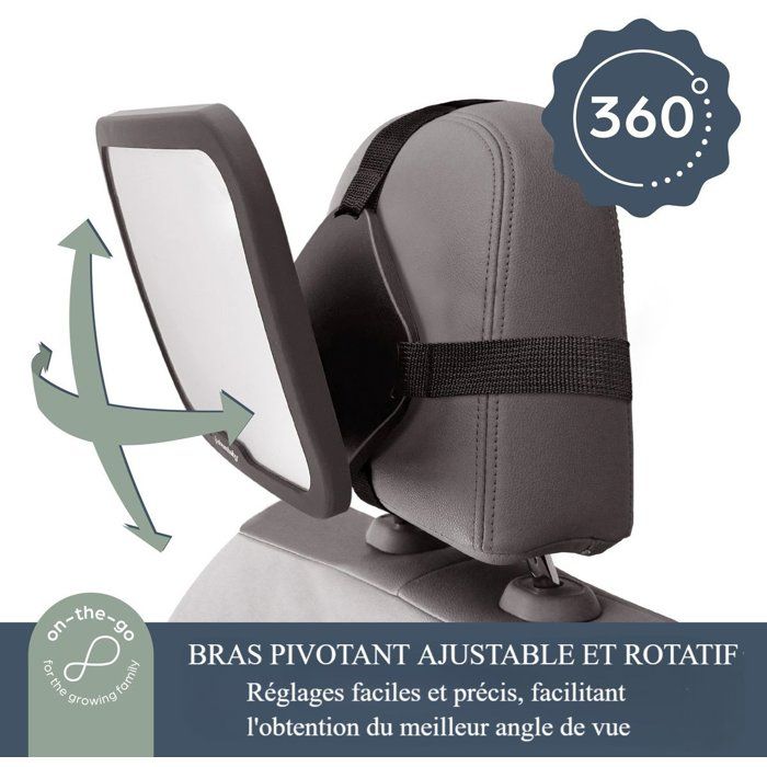 DREAMBABY - Large Adjustable Mirror - For Baby's Rear Seat - Rectangular - Black - 20 x 24 cm