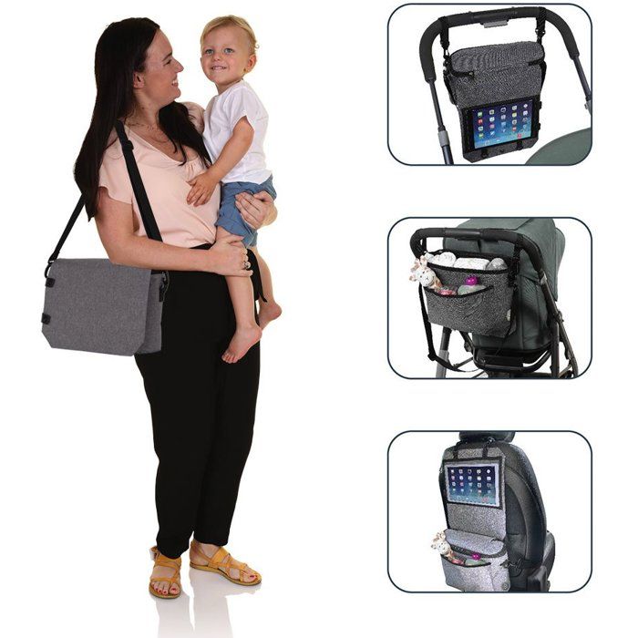 3-in-1 Travel Diaper Bag - DREAMBABY - Stroller and Car Seat Organizer, Diaper Bag with Tablet Holder - Insulated