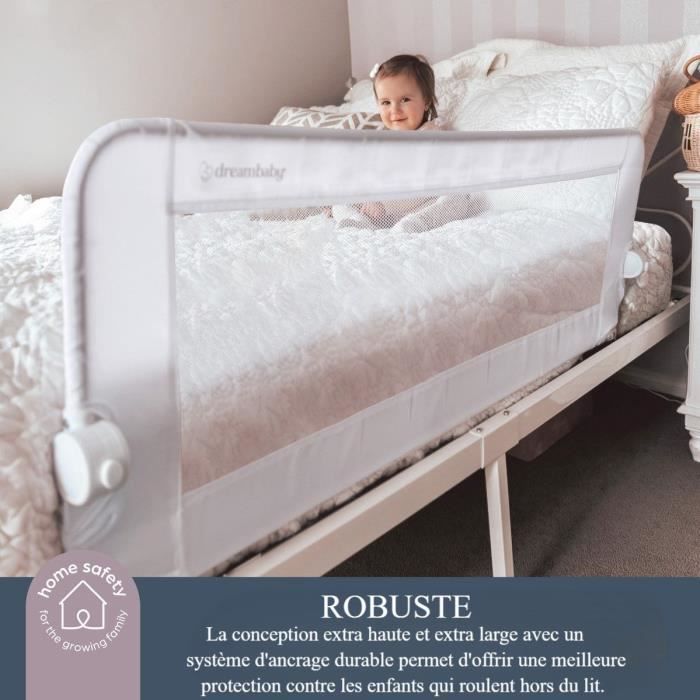 Dreambaby Nicole Bed Rail 150 cm - For Built-in and Flat Beds - 50 cm High - Grey