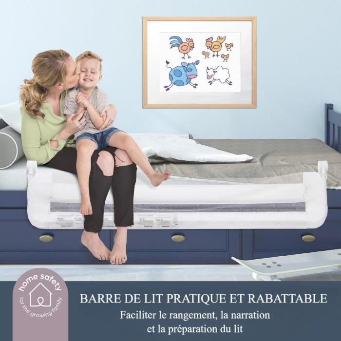 Dreambaby Nicole Bed Rail 150 cm - For Built-in and Flat Beds - 50 cm High - Grey