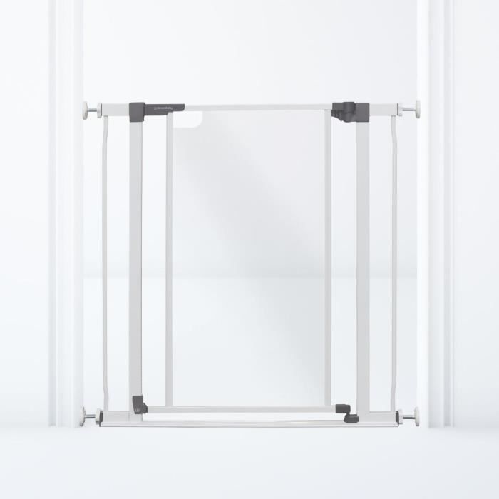 DREAMBABY Safety Gate with Transparent Panel - Hold-open Function - Anti-fall Base - White