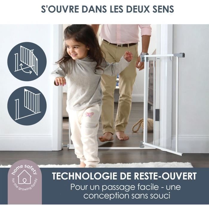 DREAMBABY Safety Gate with Transparent Panel - Hold-open Function - Anti-fall Base - White