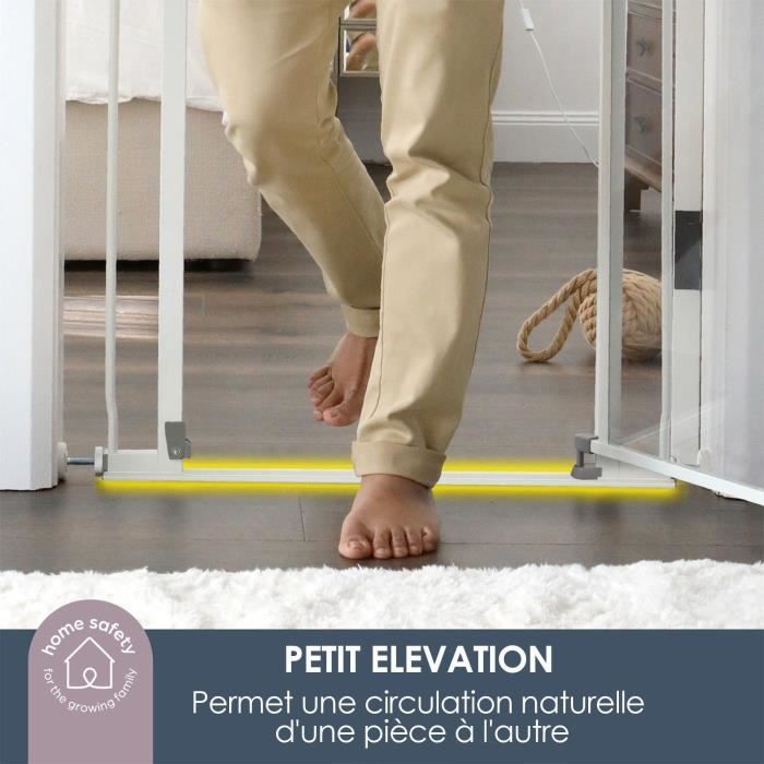 DREAMBABY Safety Gate with Transparent Panel - Hold-open Function - Anti-fall Base - White