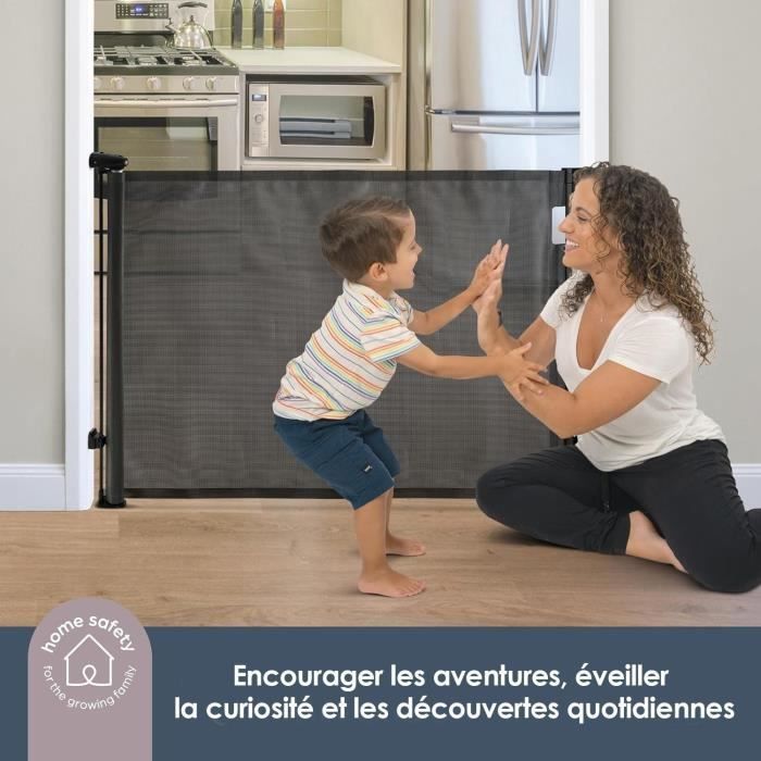 Extra haute barriere de sécurité rétractable - DREAMBABY - 60 a 140 cm H90 cm - Noir