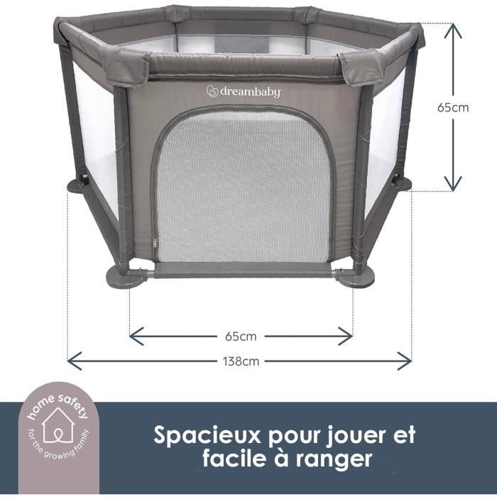 DREAMBABY - Explore Playpen - 6 Sides - Fabric Base - Ø 1.40 m - H 70 cm - Taupe