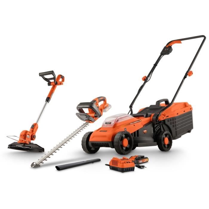 DUAL POWER POWDPGBOX25 20V Cordless Lawn Mower with Trimmer and Hedge Trimmer