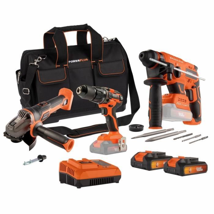 DIY Tool Set with Angle Grinder, Screwdriver, Hammer Drill, Battery-Powered