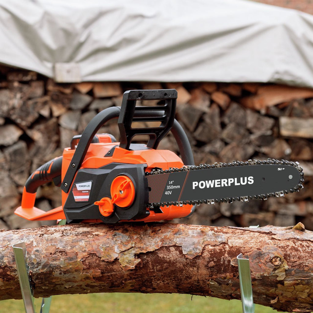 Dual Power Battery-Powered Chainsaw - 40V - 350 mm Guide Bar - Battery and Charger Included POWDPGCSS2