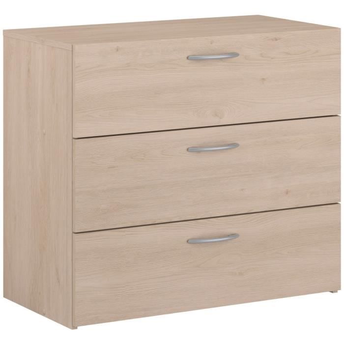 EASY LIFE Chest of Drawers - 3 Drawers - Oak Finish - W 78.2 x D 40.8 x H 69.3 cm - PARISOT