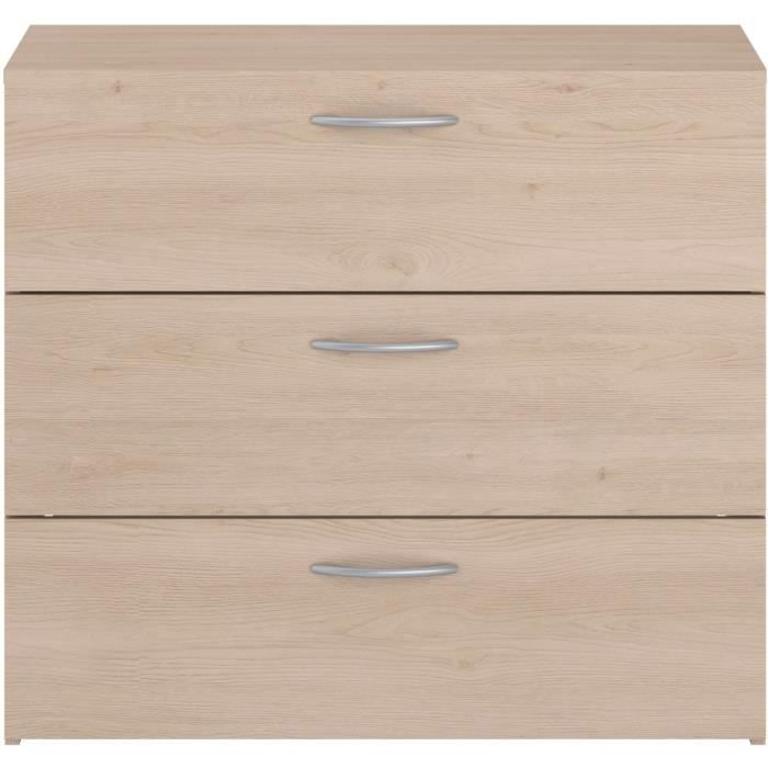 EASY LIFE Chest of Drawers - 3 Drawers - Oak Finish - W 78.2 x D 40.8 x H 69.3 cm - PARISOT