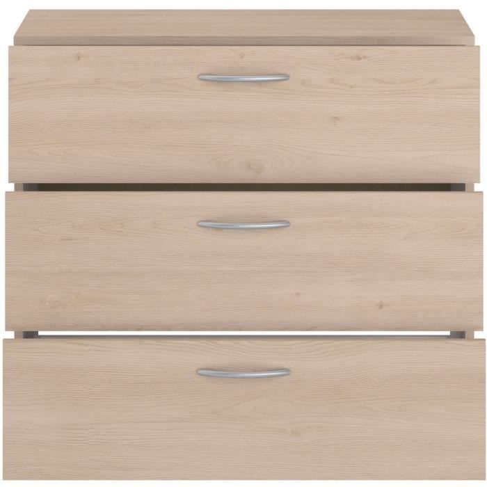 EASY LIFE Chest of Drawers - 3 Drawers - Oak Finish - W 78.2 x D 40.8 x H 69.3 cm - PARISOT