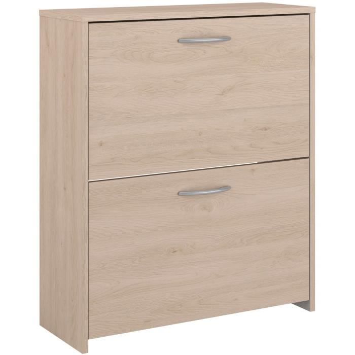 EASY LIFE Shoe Cabinet - Oak Finish - 12 Pairs - W66.5 x D25.1 x H78.5 cm H78.5cm