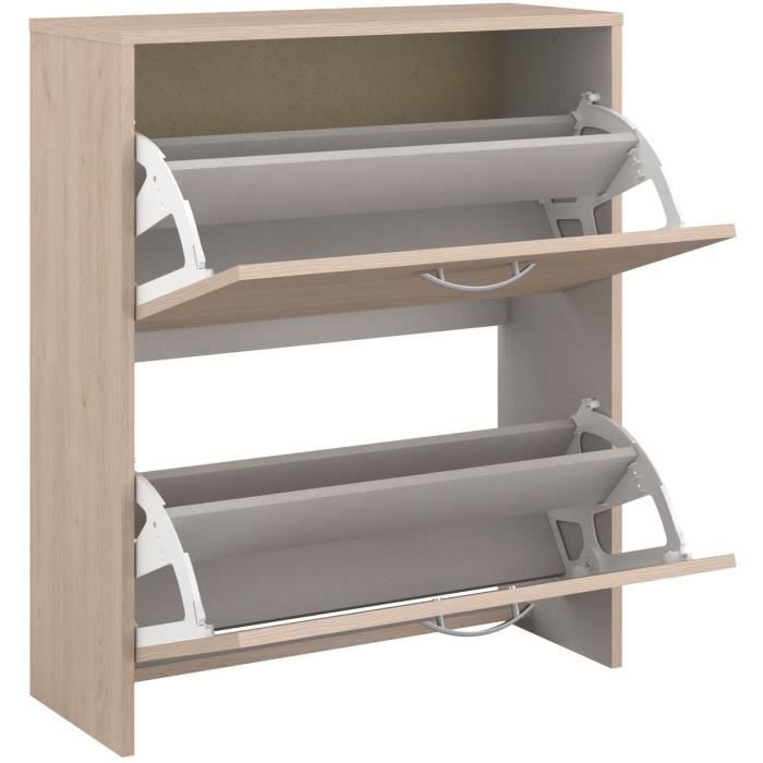 EASY LIFE Shoe Cabinet - Oak Finish - 12 Pairs - W66.5 x D25.1 x H78.5 cm H78.5cm