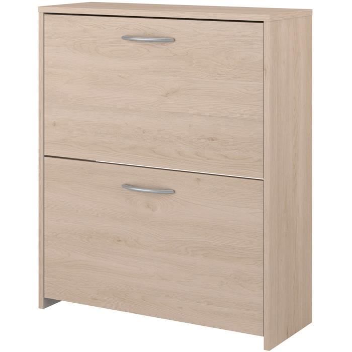 EASY LIFE Shoe Cabinet - Oak Finish - 12 Pairs - W66.5 x D25.1 x H78.5 cm H78.5cm