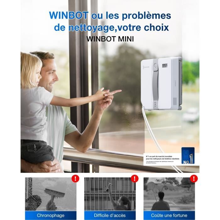 ECOVACS WINBOT Mini Window Cleaning Robot - Compact Design - Dual Nozzles with Ultrasonic Spray