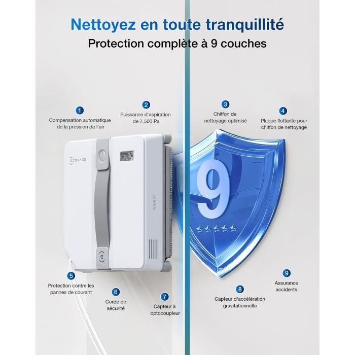 ECOVACS WINBOT Mini Window Cleaning Robot - Compact Design - Dual Nozzles with Ultrasonic Spray