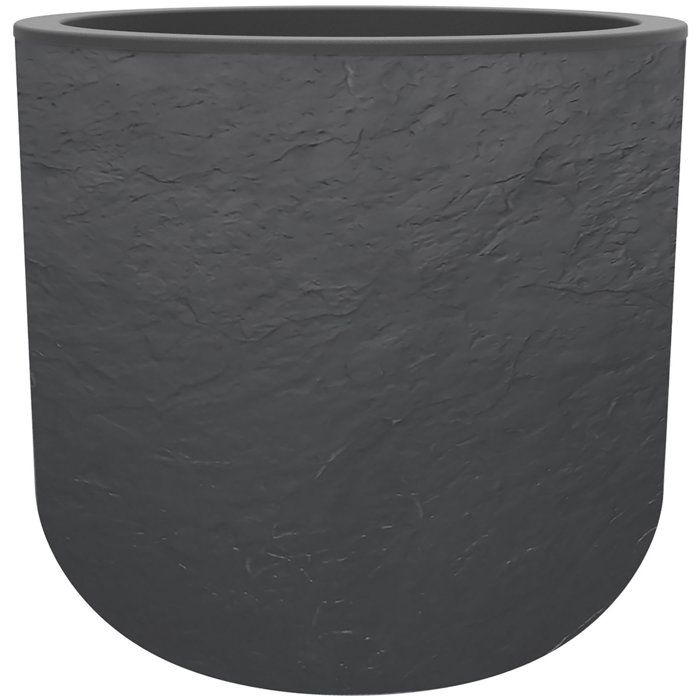 Round Flower Pot - EDA - Volcania Up - 32.5 L - Anthracite Grey - Ø 38.5 x H. 36.8 cm