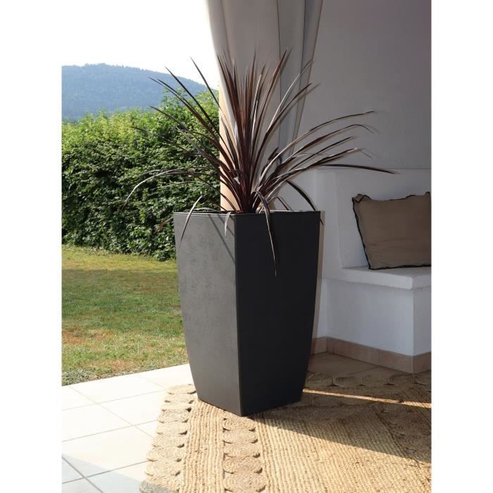 EDA Tall Square Flower Pot DIVA BASALT - Anthracite Grey - 43.5 x 43.5 x H.78.2 cm