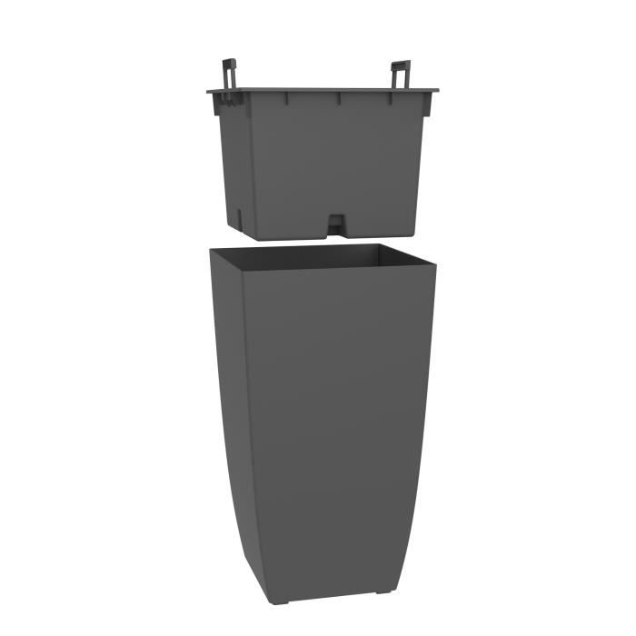 EDA Tall Square Flower Pot DIVA BASALT - Anthracite Grey - 43.5 x 43.5 x H.78.2 cm